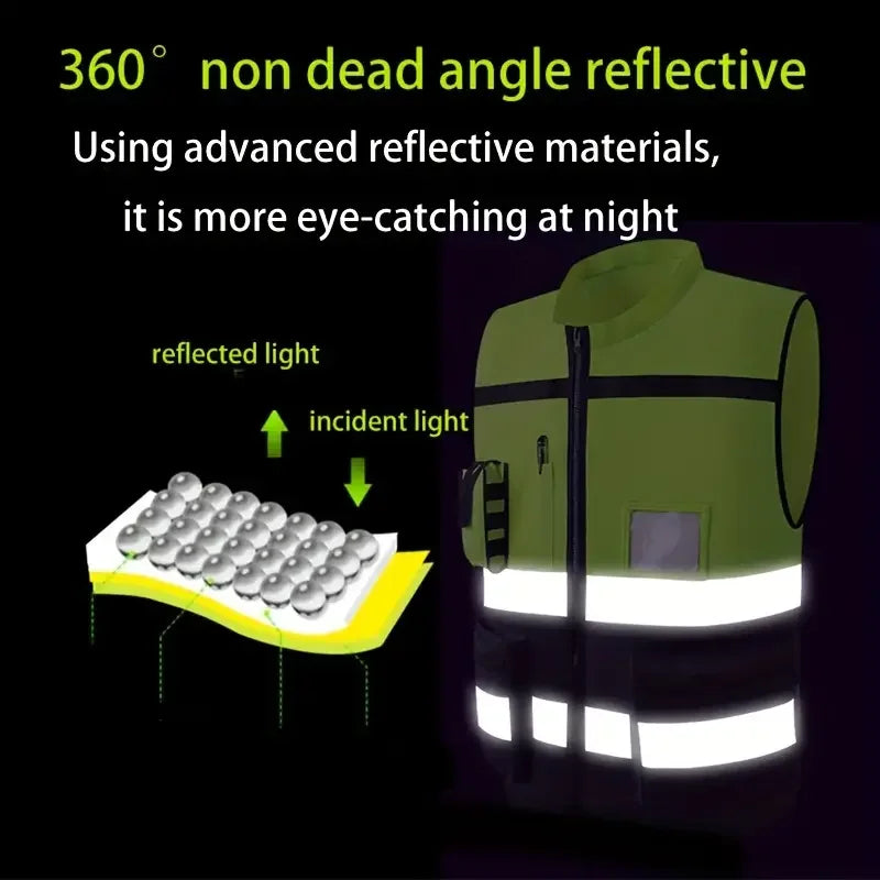Durable Multi Pocket Workwear Vest With/Without Waistband Strip Protective Clothing Safety For Night Running Factory Unisex