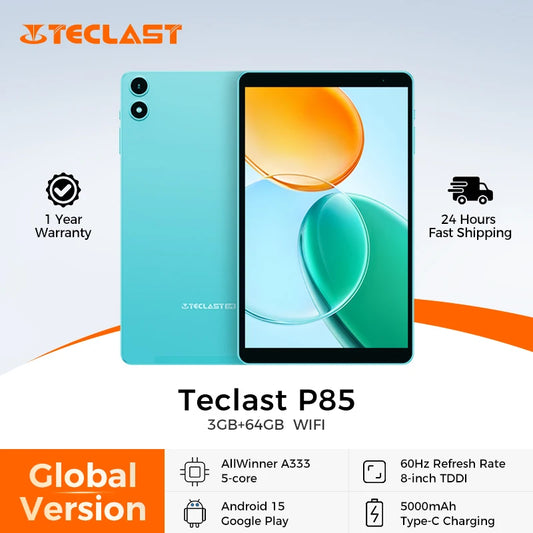 Teclast P85 Android 15 Tablet 8 Inch IPS 3+6GB RAM 64GB ROM A333 5-core Widevine L1 Wi-fi 6 Type-C 5000mAh Tablet PC Metal Body