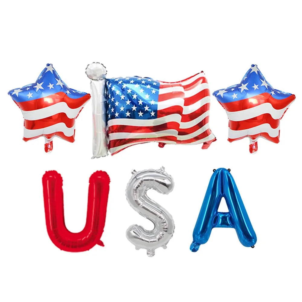 American Flag Balloons Set Independence Day Foil Balloons For USA Theme Party Decoration 4th Of July Patriotic Balloons