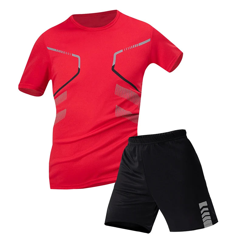 2/6pcs Men's Summer 7-color Quick Drying Casual Fashion Set Youth Loose Short sleeved T-shirt Black Sports Shorts Brother'Outfit