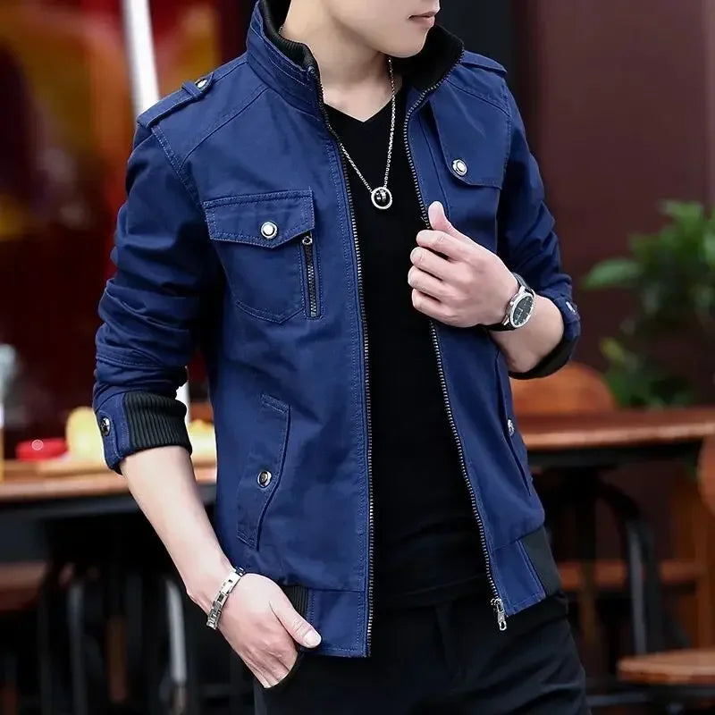 Mens Cargo Jackets New Fashion Bomber Jacket Mens Wear Simple British Style Warm Windproof Jacket and Coat Baseball Jacket Male