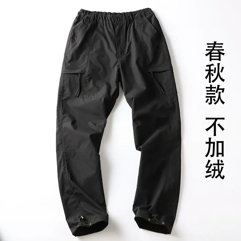 Outdoor Workwear Pants Men's Loose Fleece Lined Thick Soft  Hiking Pants Windproof Waterproof Polyester Fiber Straight Leg