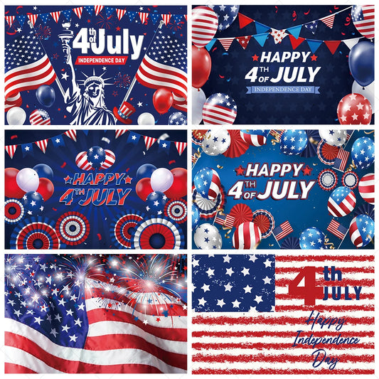 July 4th Independence Day Theme Background USA Flag Star Balloon Celebration Party Decoration Banner Photo Shoot Props Gifts