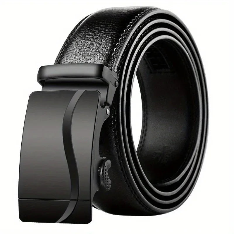 Fashion Automatic Buckle Belt for Men Famous Brand Business Belt Men PU Leather Waist Straps Black Male Jeans Belts for Men
