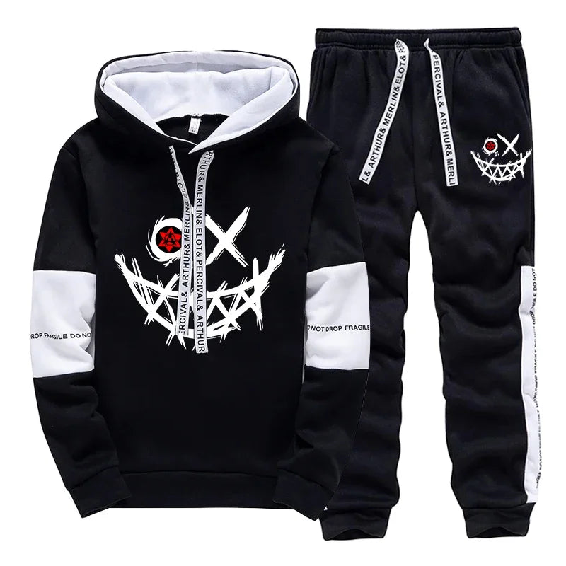 Men's Printed Tracksuit — Casual Hoodie & Sweatpants Streetwear Set