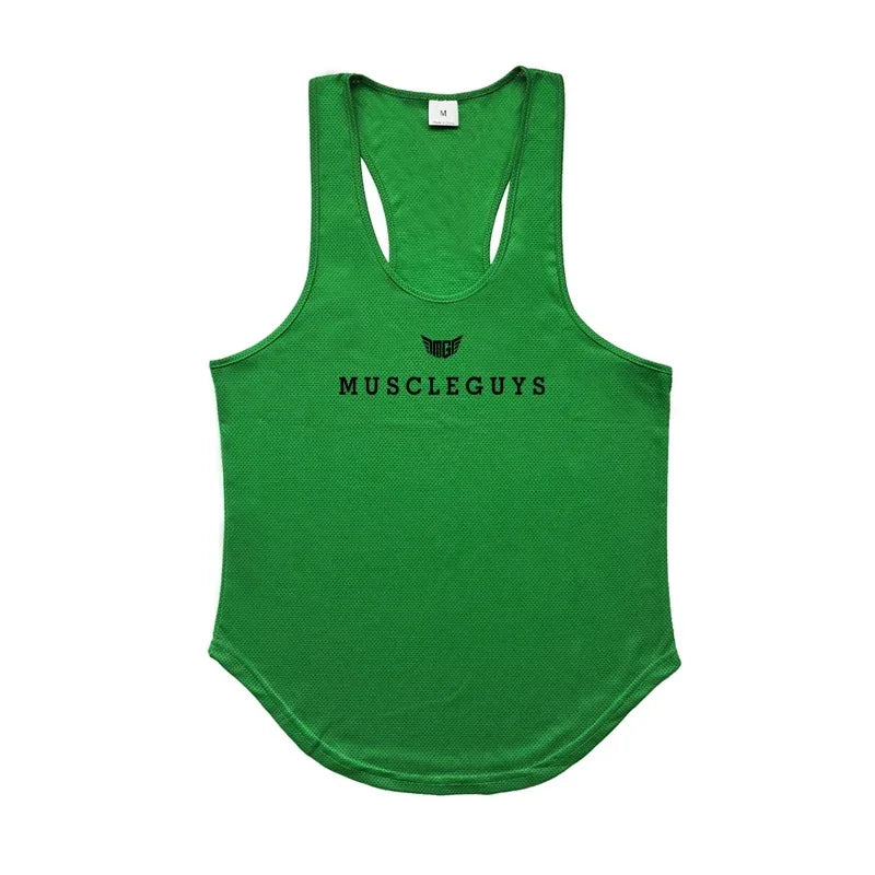 Hot Sale Mens Printed Tank Tops Mesh Breathable Quick Dry Cool Vests Running Shirts Gym Bodybuilding Fitness Sleeveless Singlets