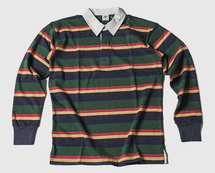 Non Stock Ivy League Fashion Striped Polo Shirt Retro Preppy Style Men's Long-Sleeve Tee