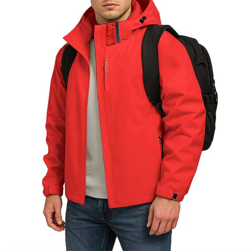 Mens Autumn Waterproof Windproof Hooded Jackets Lightweight Raincoats Casual Streetwear  Outdoor Hiking and Climbing Outerwear