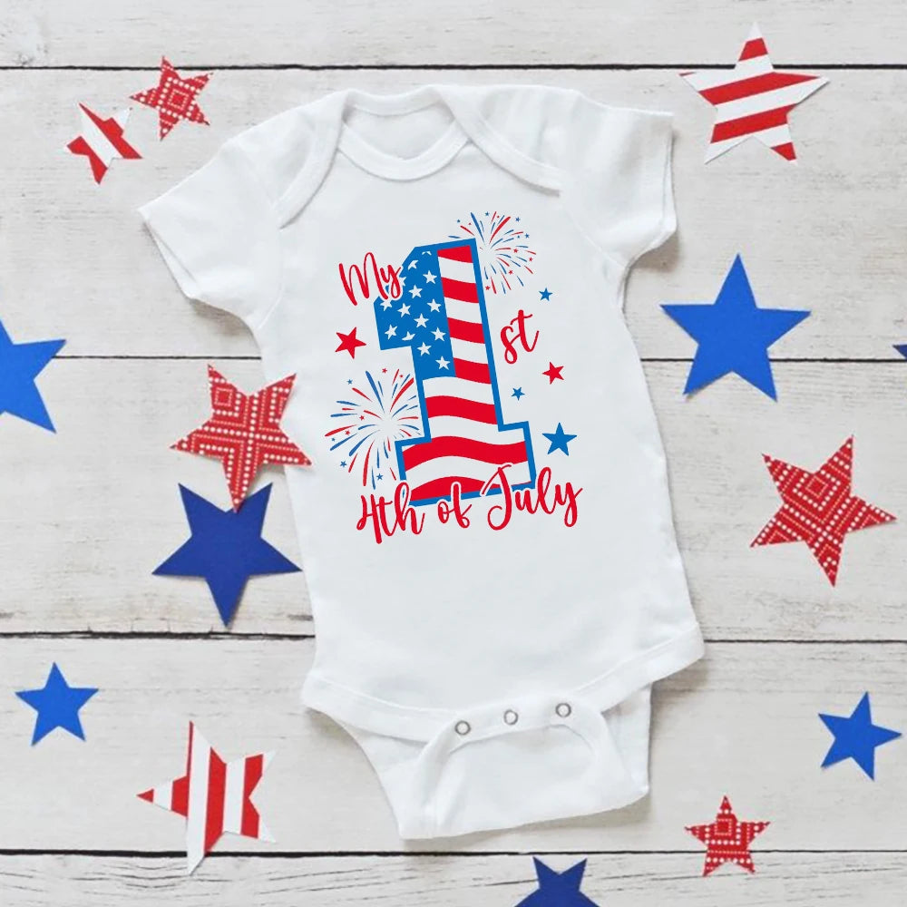 4th of July Printed Baby Romper Infant Independence Day Outfit Bodysuit Newborn Summer Jumpsuit Boys Girls Short Sleeve Clothes