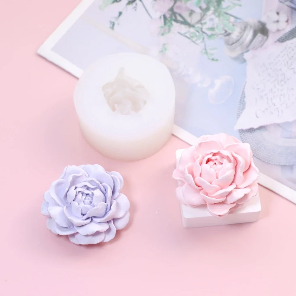 Stack Petal Peony Silicone Candle Molds Jasmine Resin Gypsum Moulds Rose Flower Chocolate Mother’s Day Gifts Birthday Cake Decor