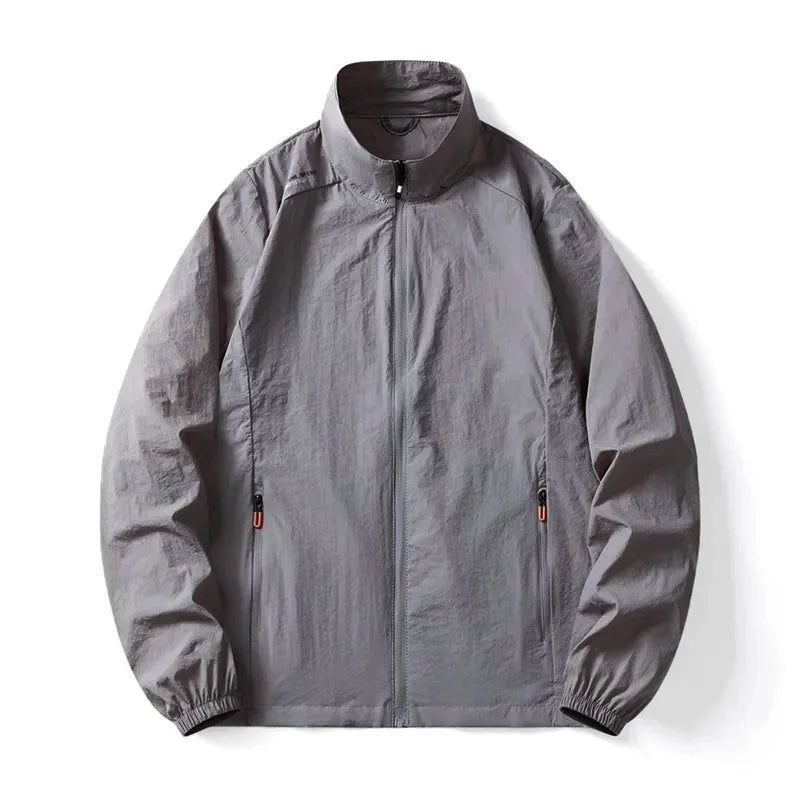 Summer Men's Lightweight Skin Coat Sun Protection Long Sleeve Jacket Stand Collar Camping Hiking Outdoor Streetwear