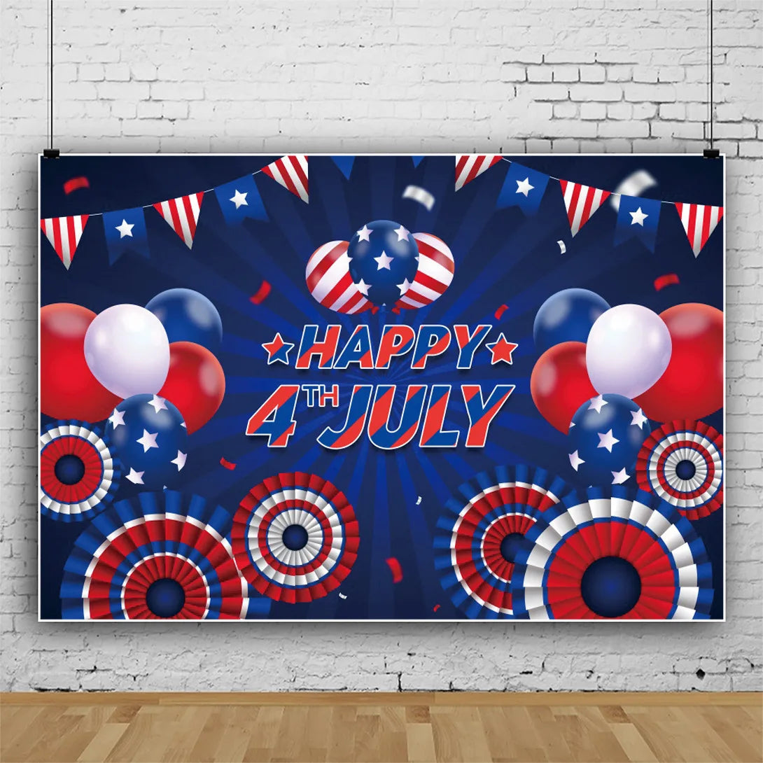 July 4th Independence Day Theme Background USA Flag Star Balloon Celebration Party Decoration Banner Photo Shoot Props Gifts