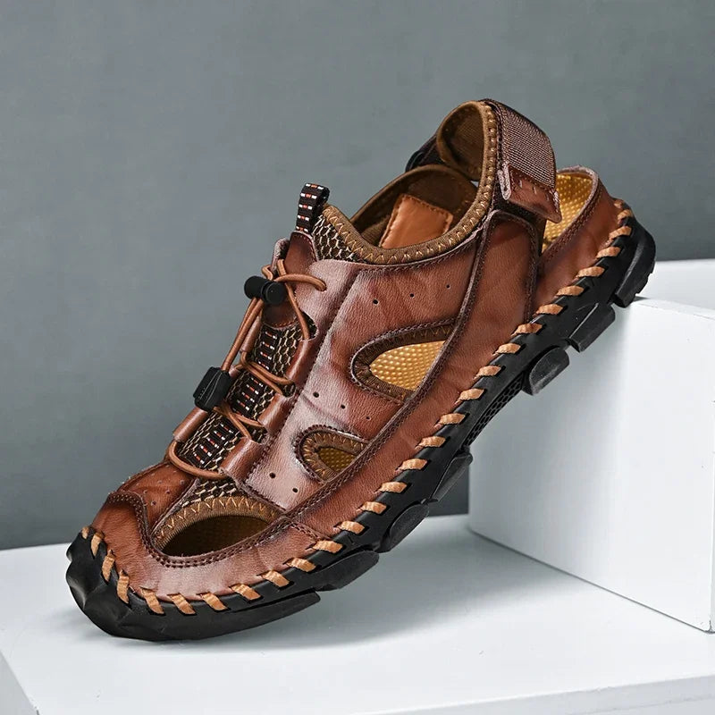 Men's Summer Thick Bottom Sandals 2025 New Casual Beach Sandals Men Shoes Mesh Breathable Comfortable Soft Roman Men's Slippers