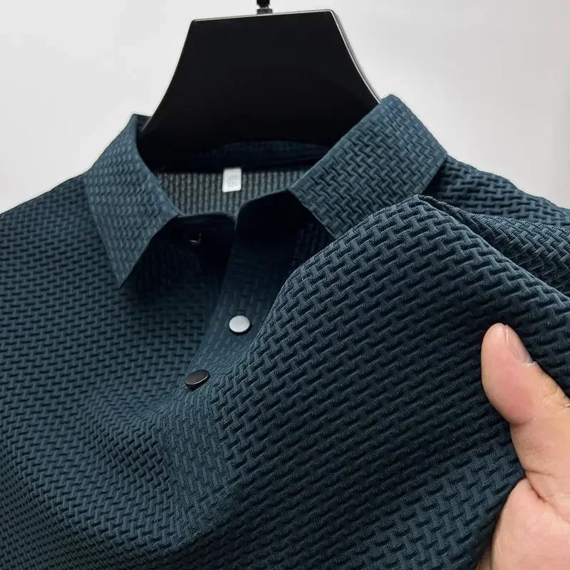 Brand Clothes Summer New Men's Short Sleeve T-shirt Ice Silk Cool and Breathable POLO Shirt Business Casual Sweat-absorbing Top
