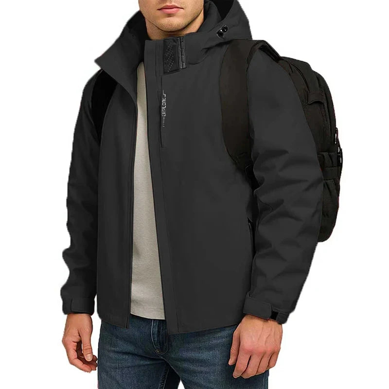Mens Autumn Waterproof Windproof Hooded Jackets Lightweight Raincoats Casual Streetwear  Outdoor Hiking and Climbing Outerwear