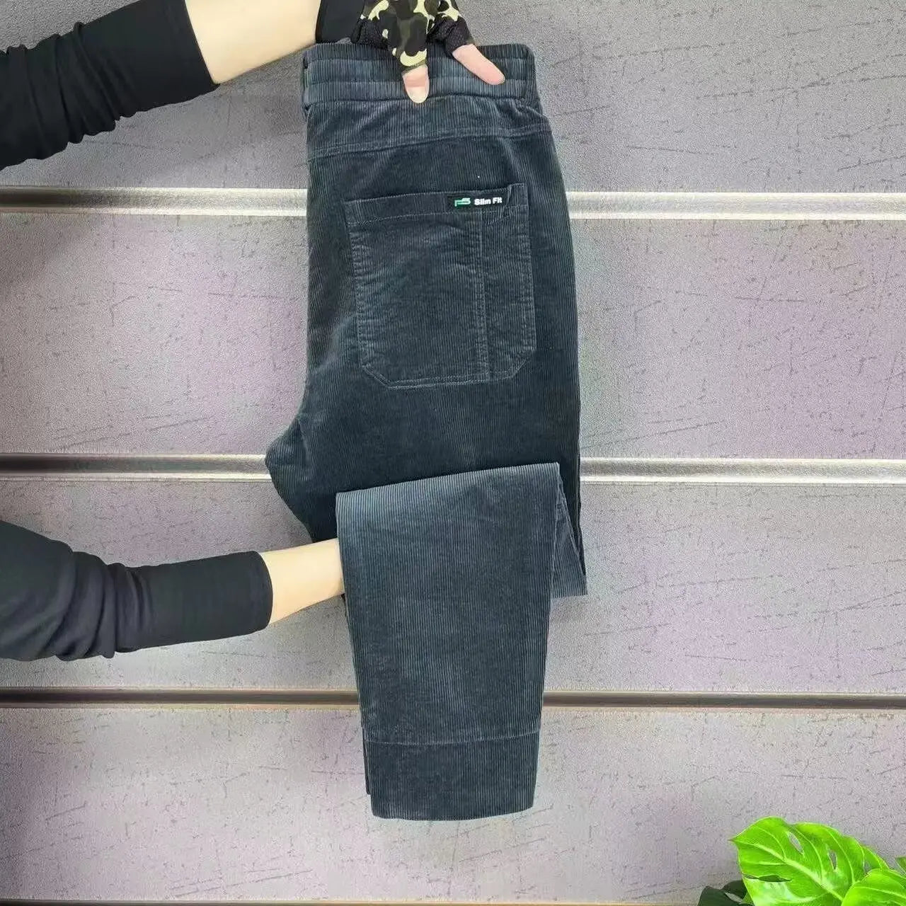 Corduroy Cargo Trousers Men's Simple Loose American Retro Casual Elastic Autumn Winter Business Classic Male Trousers