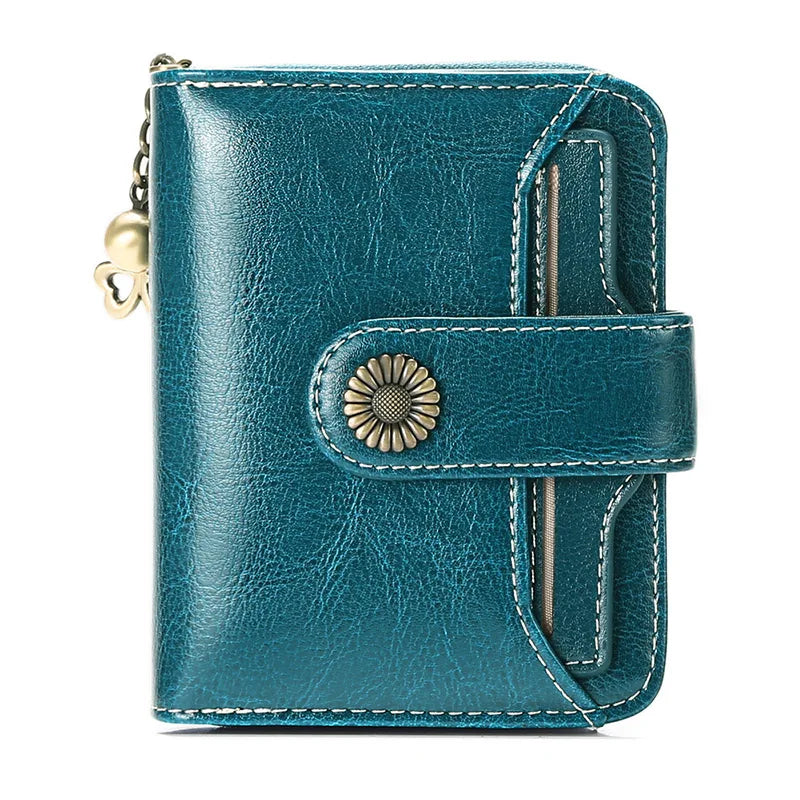 2025 Luxury Women Wallet Lady Split Leather Vintage Bifold Purse Female RFID Card Holder RetroCoins Bag Gift for Mom Box Packing