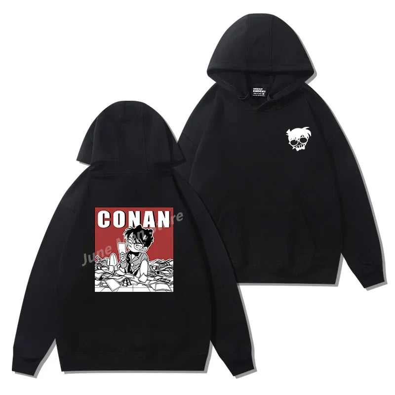 Hot selling items - men's and women's long sleeved hooded sweatshirts Japanese Conan detective printed couple hooded sweatshirts