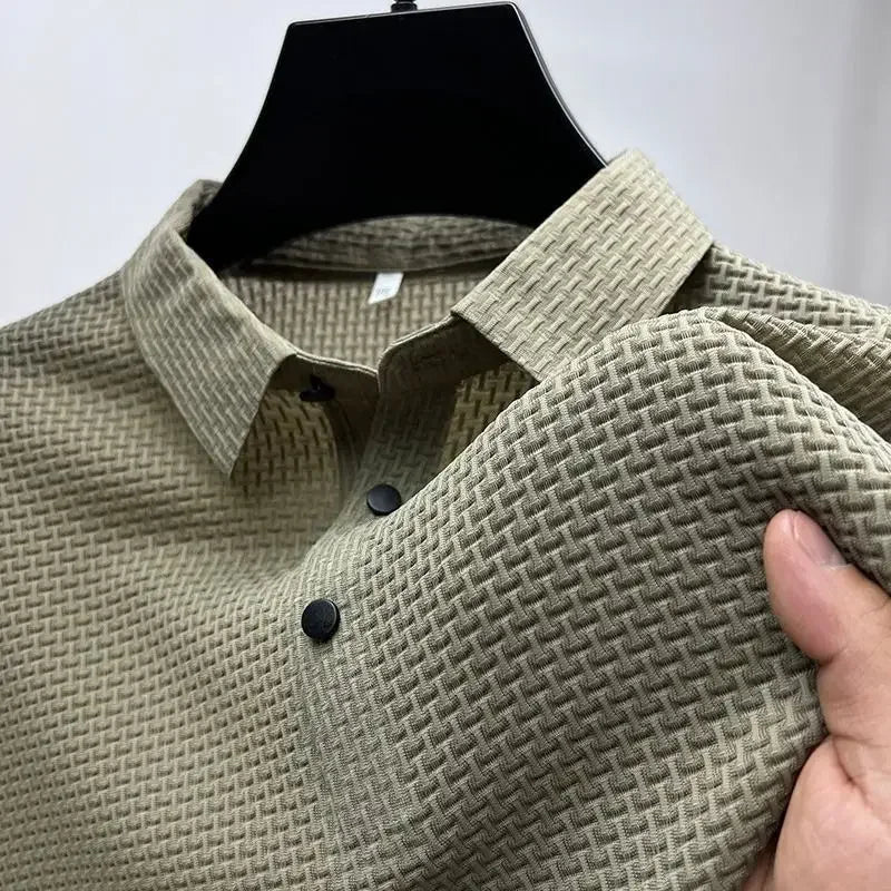 Brand Clothes Summer New Men's Short Sleeve T-shirt Ice Silk Cool and Breathable POLO Shirt Business Casual Sweat-absorbing Top