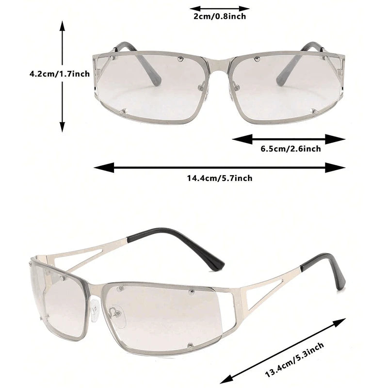 Women's Fashion Hollow Sunglasses Retro New Personality Street Photo Sun Glasses y2k Steampunk Luxury Clear Lens Trending Shades