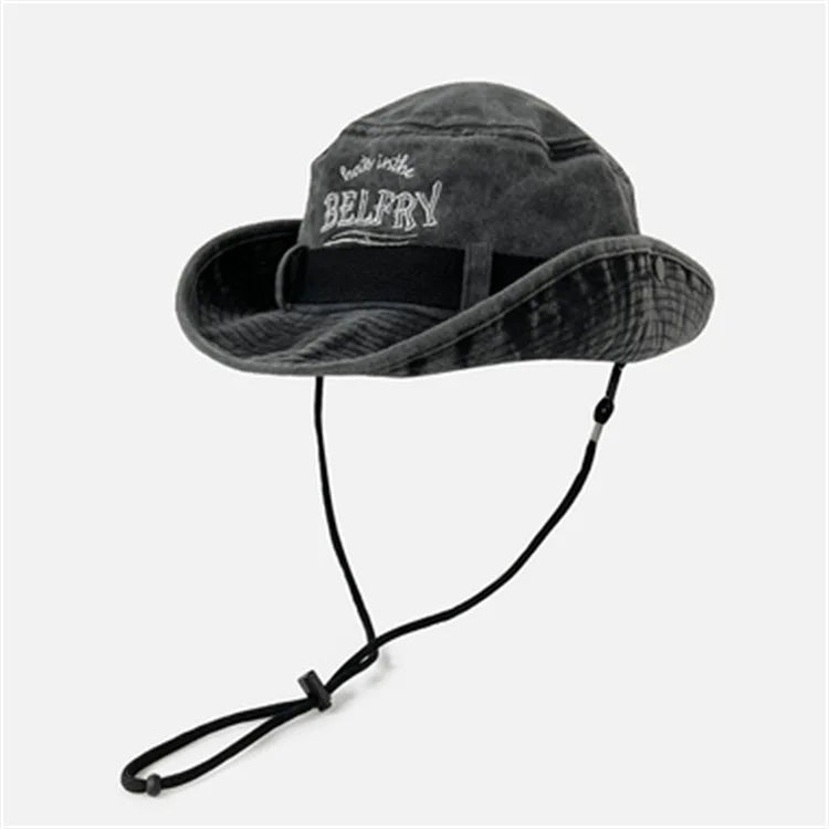 Mountaineering Hat Men's And Women's Vintage Washed Cotton Embroidered Fisherman's Hat Outdoor Sun Protection Western Cowboy Hat