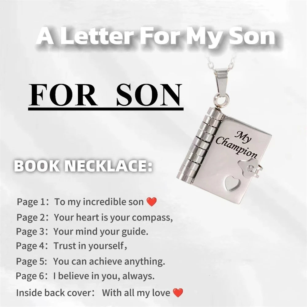 Mother’s Day Gift Best Mom Ever Book Necklace Stainless Steel Engraved Book Locket Necklaces Women Daughter Present for Mom