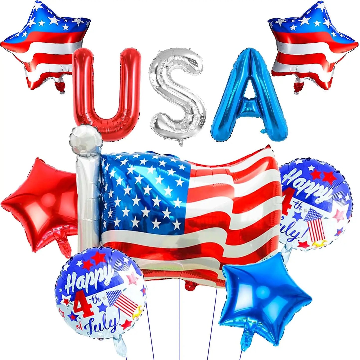 American Flag Balloons Set Independence Day Foil Balloons For USA Theme Party Decoration 4th Of July Patriotic Balloons