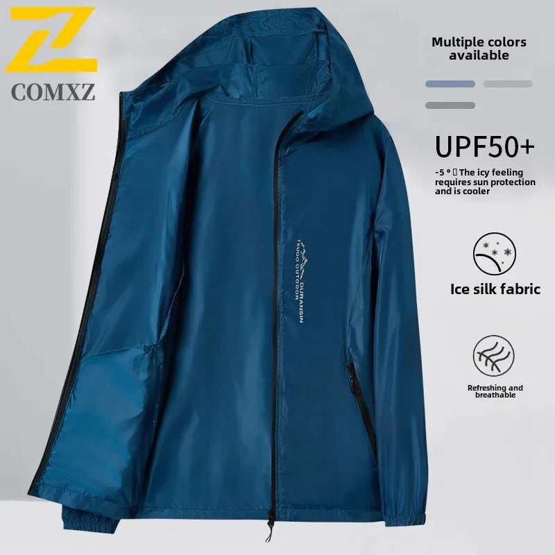 Summer Men's Sunscreen Jacket Ultra Light Ice Silk Breathable UPF50+UV Resistant Cycling Coat City Commuter Outdoor Hiking Jacke