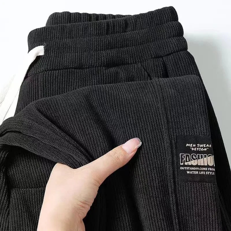 Men's Corduroy Casual Pants Elastic Waist Sports Workwear Spring Autumn Large Size Dirt Resistant Wear Resistant Sweatpants