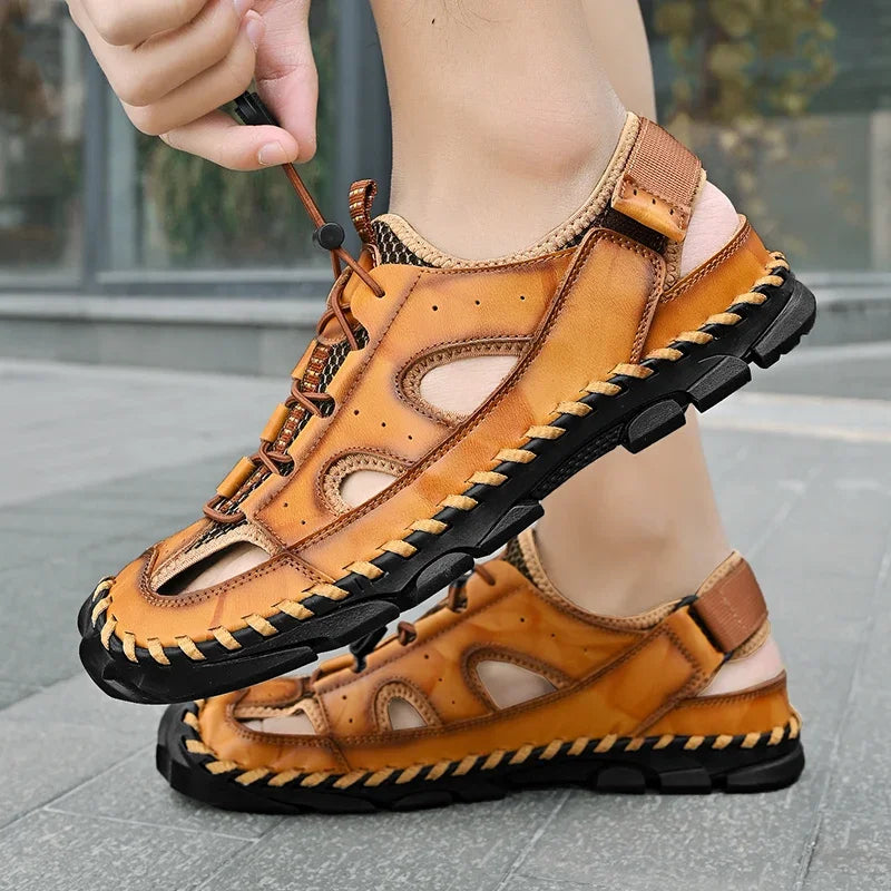 Men's Summer Thick Bottom Sandals 2025 New Casual Beach Sandals Men Shoes Mesh Breathable Comfortable Soft Roman Men's Slippers