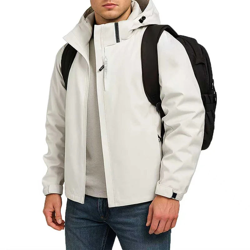 Mens Autumn Waterproof Windproof Hooded Jackets Lightweight Raincoats Casual Streetwear  Outdoor Hiking and Climbing Outerwear