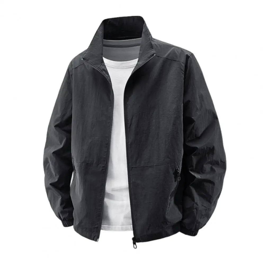 Summer Jackets Men Windbreaker Coats Sports Sunscreen Clothing Men Ultrathin Fishing Wearing Man Stand Collar Zip Up Coats
