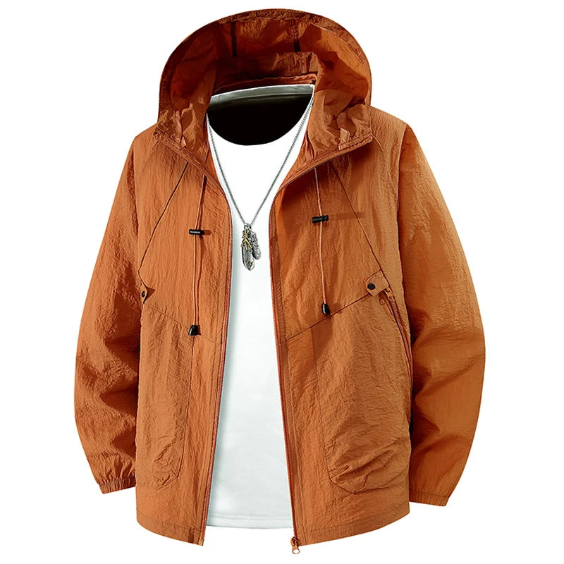 Summer Waterproof Hiking Jackets Men Fishing Cycling Hooded Gym Sports Running Coat Outdoor Sun-Protective Jacket Men Clothing