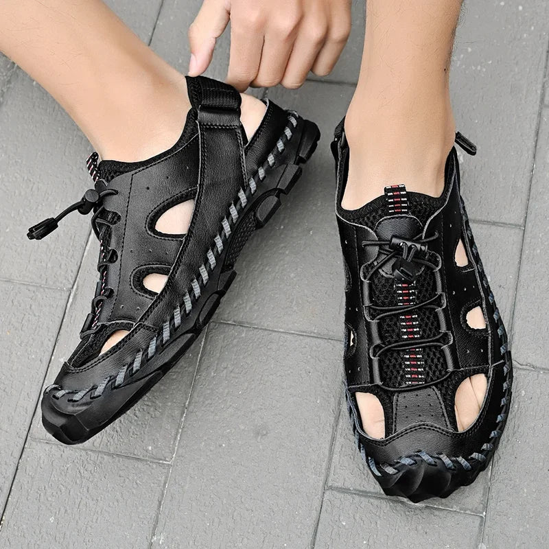 Men's Summer Thick Bottom Sandals 2025 New Casual Beach Sandals Men Shoes Mesh Breathable Comfortable Soft Roman Men's Slippers