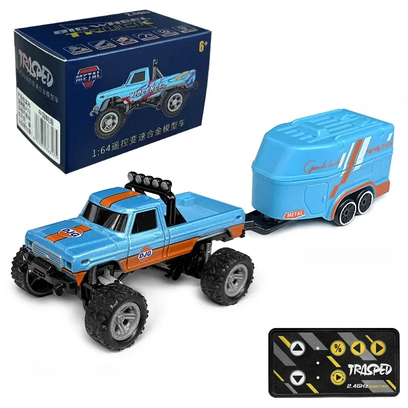 RC Off-Road Monster Truck 1/64 Remote Control Mini Climbing Car, Alloy Material, 2.4G Remote Control Electric Off-Road Vehicle.