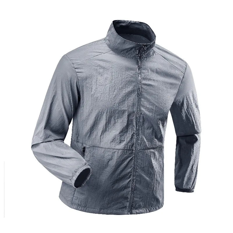 Summer Men's Fashion Trend Versatile Sunscreen Skin Jacket Outdoor Cycling Sports UV Resistant Lightweight Breathable Jacket