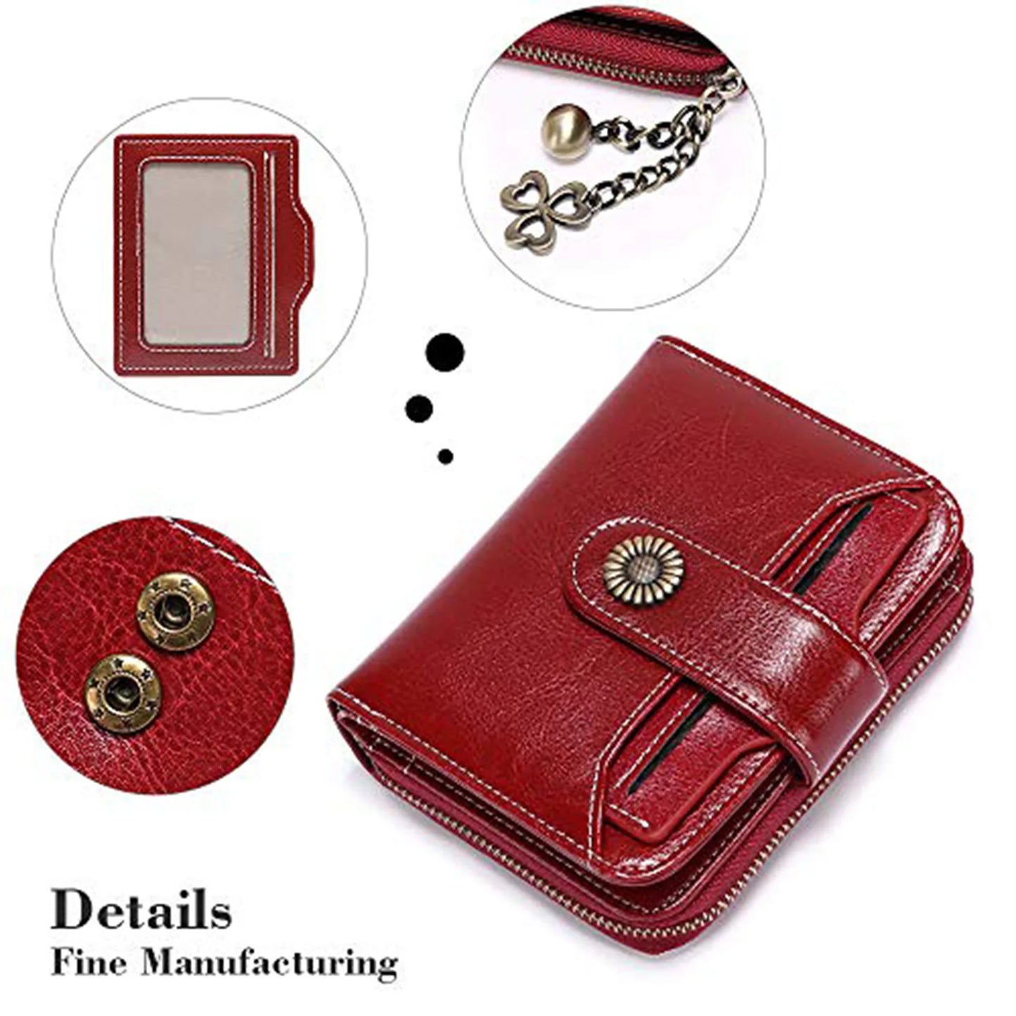 2025 Luxury Women Wallet Lady Split Leather Vintage Bifold Purse Female RFID Card Holder RetroCoins Bag Gift for Mom Box Packing