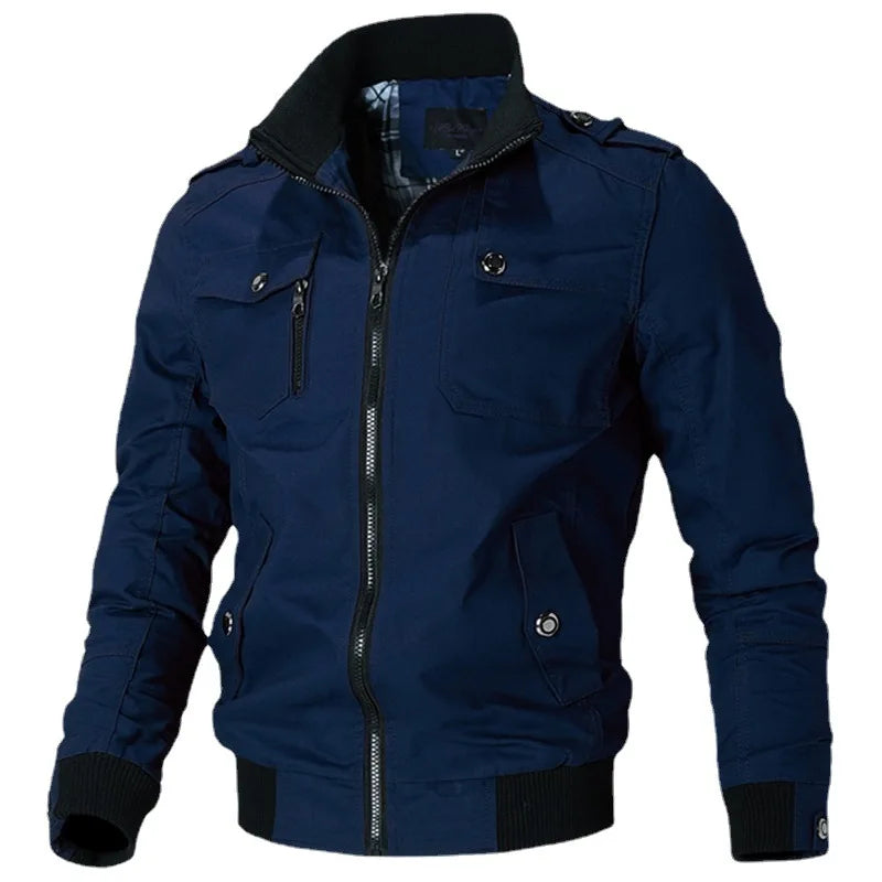 Bomber Jacket Men Fashion Casual Windbreaker Jacket Coat Men 2024 Spring Autumn New Hot Outwear Solid Stand Slim Jacket Mens