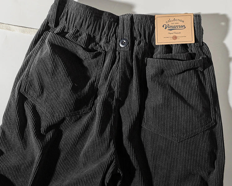 Corduroy pants men's elastic waist autumn sweatpants loose bundle feet tide brand overalls