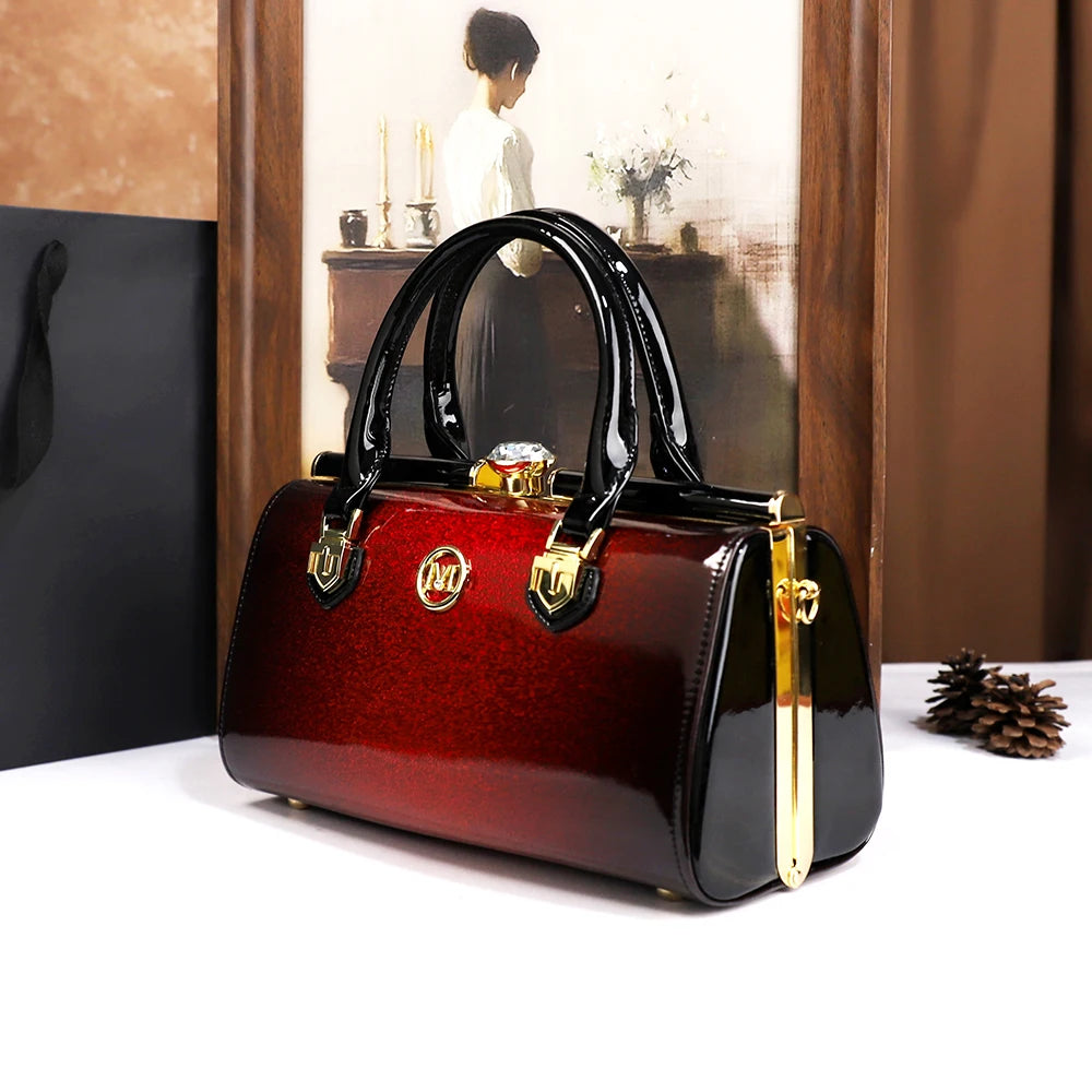 2025 New pillowcase, women's bag, hand-held shoulder, water diamond, middle-aged lady, mother's bag, crossbody bag, retro style