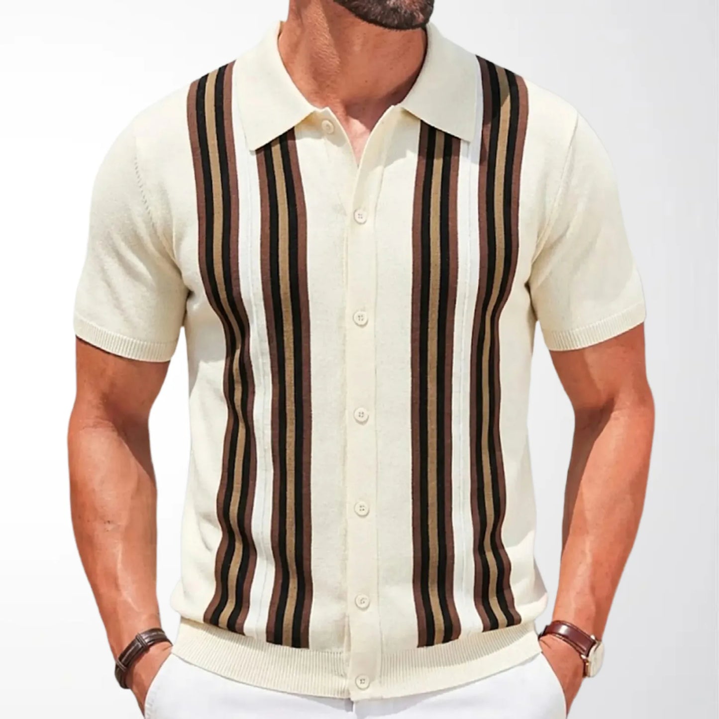 Summer Men Clothing High-end Business Casual Knitted Polo Shirt British Breathable Short Sleeve Jacquard Knit Cardigan Male Tops
