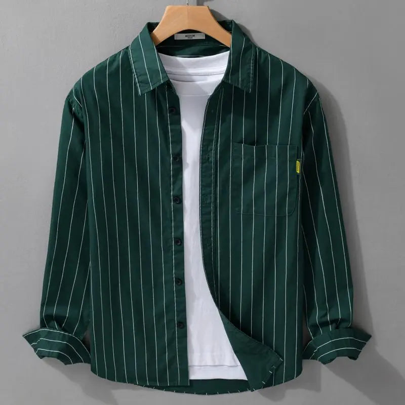 Striped Men Long Sleeve Spring Autumn Fashion Casual Versatile Shirt