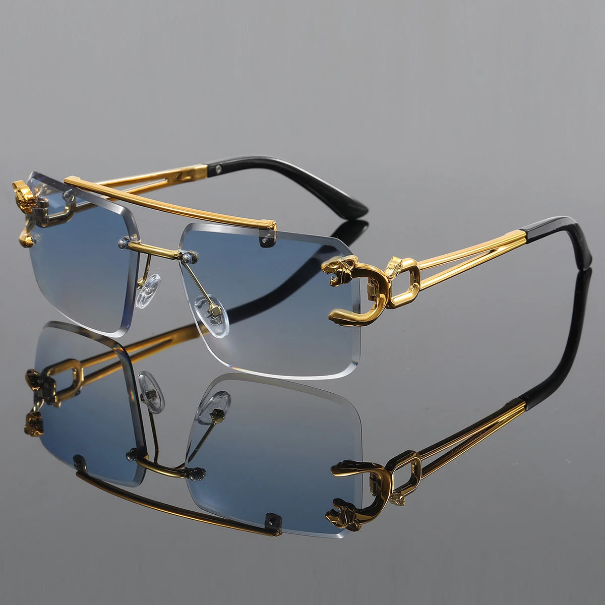1pc Unisex Casual Hollow Out Design Retro Rimless Square Glasses For Daily Life Outdoor Vacation Beach Street-Photography
