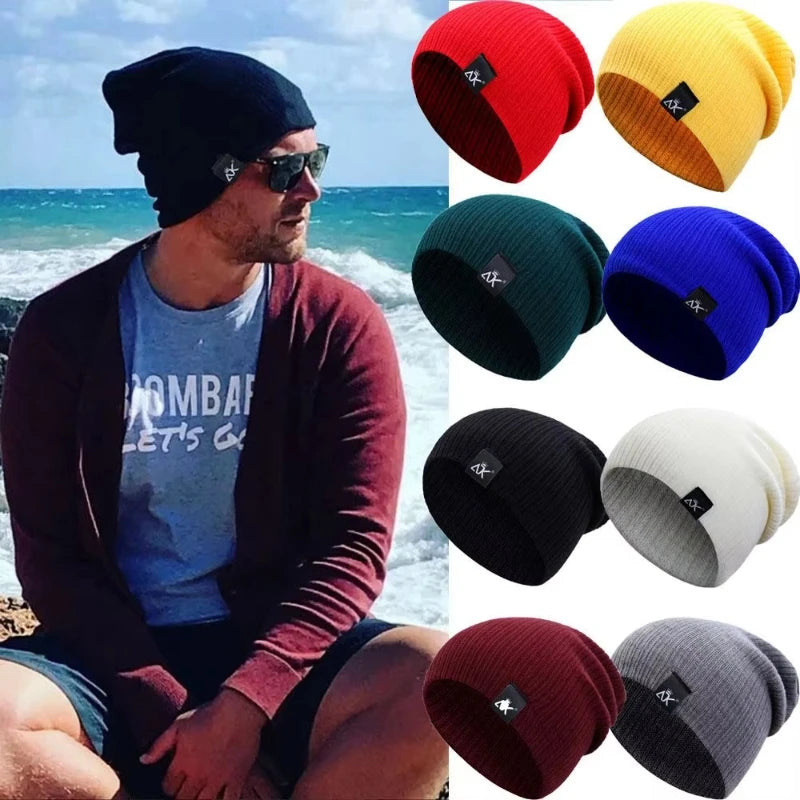 Knitted Hats Winter Unisex Warm Casual Slouchy Hats Outdoor Wool Caps Mens Beanie Letter Solid Color Fashion Street Hip Hop Hats