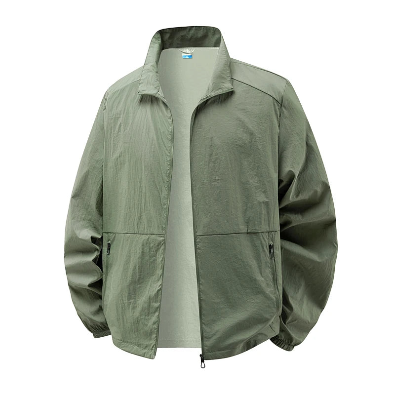 Summer Jackets Men Windbreaker Coats Sports Sunscreen Clothing Men Ultrathin Fishing Wearing Stand Collar Summer Fishing Jacket
