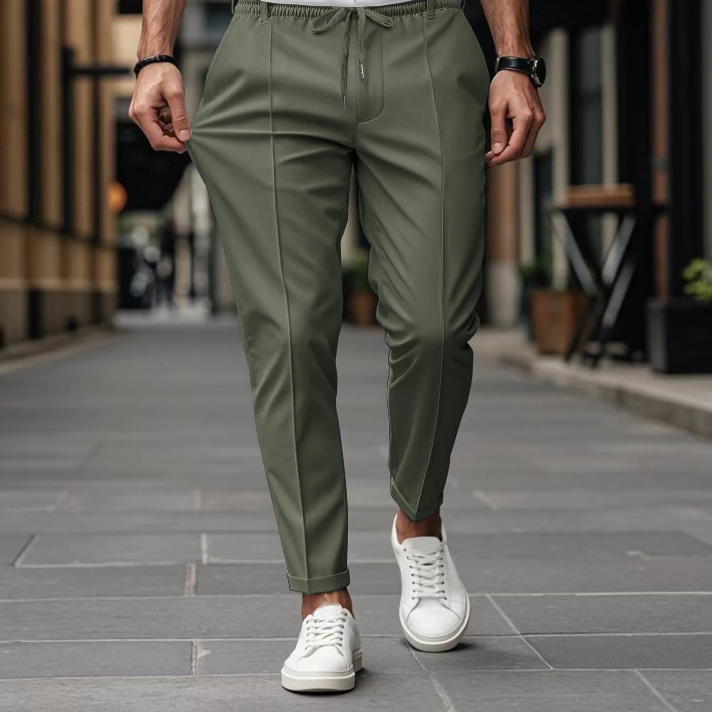 Men's Solid-Color High-Quality Straight-Leg Trousers The New Summer Style Is Fashionable And Comfortable Suitable For Daily Wear