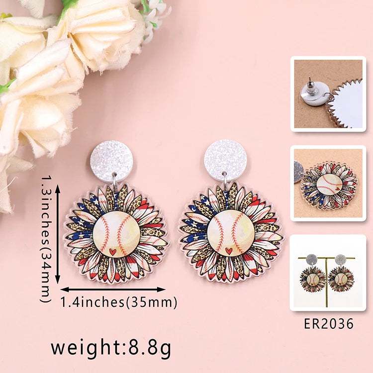 4th of July Independence Day Stud Drop Earrings Hoop Flag TRENDY Acrylic Jewelry For women