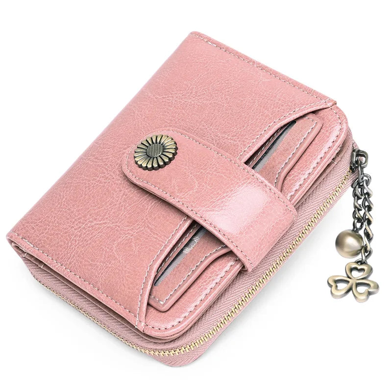 2025 Luxury Women Wallet Lady Split Leather Vintage Bifold Purse Female RFID Card Holder RetroCoins Bag Gift for Mom Box Packing