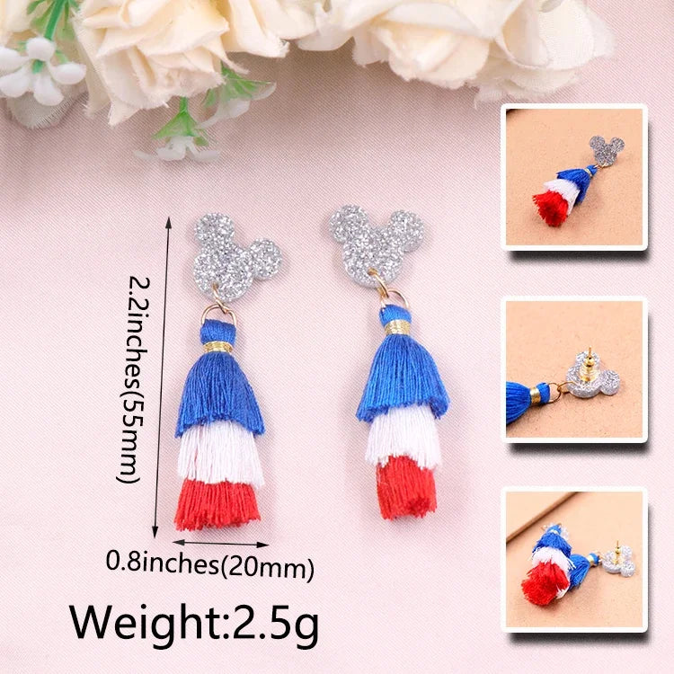 4th of July Independence Day Stud Drop Earrings Hoop Flag TRENDY Acrylic Jewelry For women