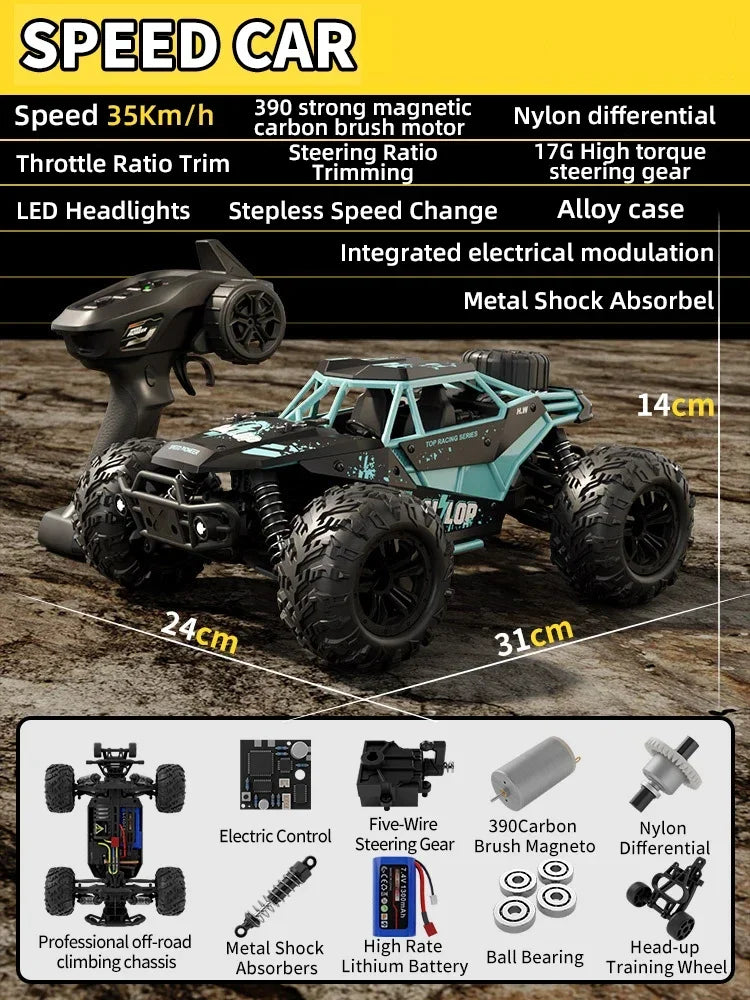 2025 New 1:16 4WD Remote Control Car 35 km/h High-Speed Off-Road RC Car All-Terrain 2.4G Electric RC Car with LED Lights